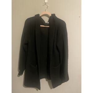 Beryll Long‎ Sleeve Cashmere Blend Hooded Black Cardigan One Size